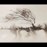 Really Easy Beginner’s 5 MINUTE Winter Trees Experiment! Watercolor ink landscape panting Tutorial